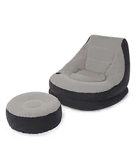 Intex Inflatable Ultra Lounge Chair With Cup Holder & Ottoman Set, Gray (5 Pack)