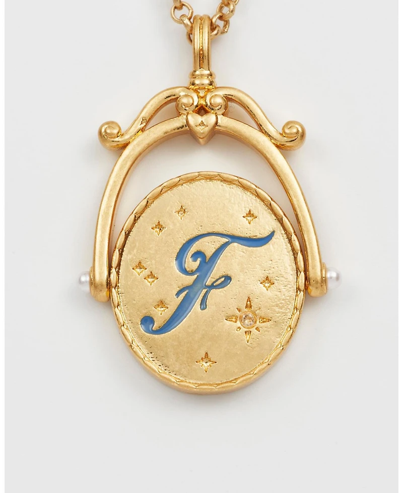 Fable England F Initial Forget-Me-Not Spinner Chain Necklace