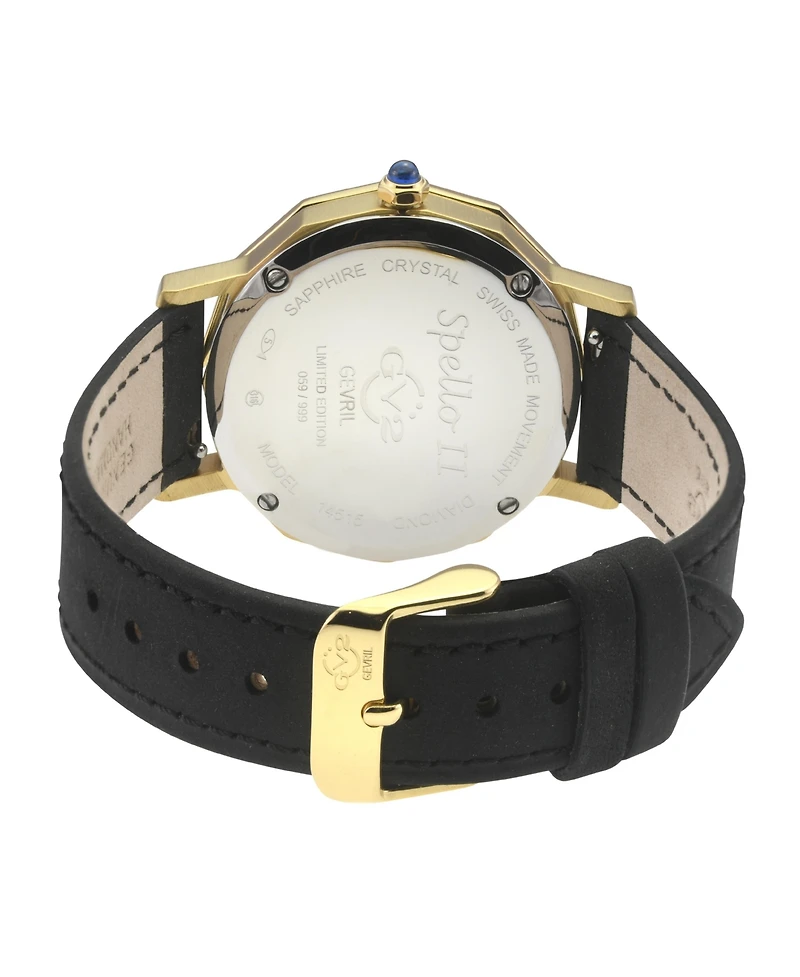 GV2 by Gevril Women's Spello Ii Swiss Quartz Diamond Hand made Italian leather Strap Watch