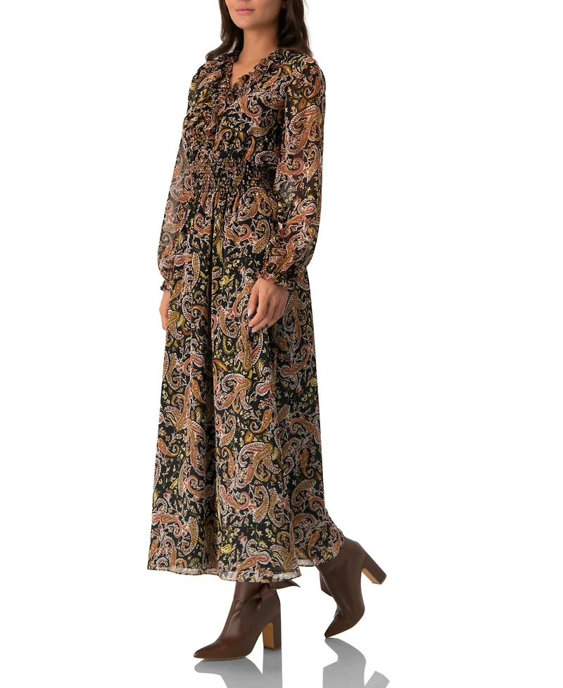 Ivonne Women's Long Dress with Smock Detail