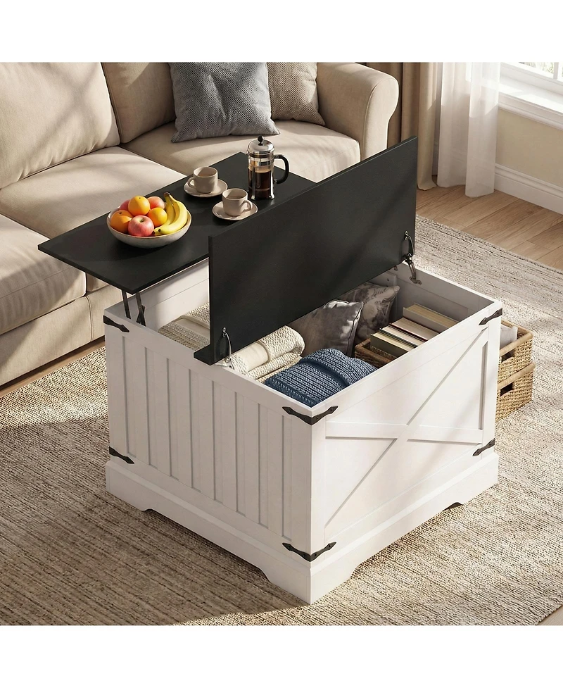 Gymax 31.5'' Farmhouse Lift Top Coffee Table w/Hidden Storage Compartment for Home