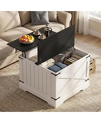 Gymax 31.5'' Farmhouse Lift Top Coffee Table w/Hidden Storage Compartment for Home