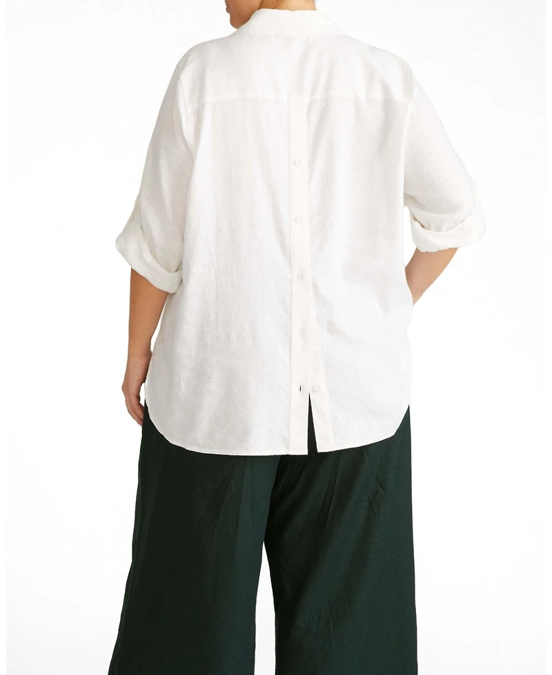 Universal Standard Plus Button Back Stretch Cupro Polo Shirt