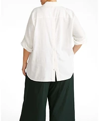 Universal Standard Plus Button Back Stretch Cupro Polo Shirt