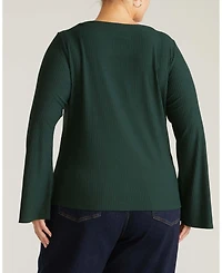 Universal Standard Plus Yasmin Flare Sleeve Ribbed Top
