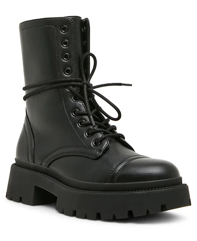 Madden Girl Women's Ariella Lace-Up Lug Combat Boots