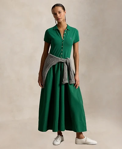 Polo Ralph Lauren Women's Hybrid Mesh Collar A-Line Dress
