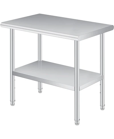 gaomon Stainless Steel Prep Table, 24 x 60 Inches, with Rounded-Corner, Adjustable Undershelf