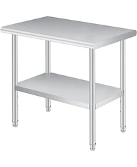 gaomon Stainless Steel Prep Table, 24 x 60 Inches, with Rounded-Corner, Adjustable Undershelf