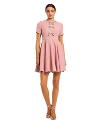 Mac Duggal Women's Crystal Embellished Bow Front A-Line Mini Dress