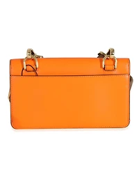 Pre-Owned Fendi Orange Calfskin Mini Flat Baguette with Brown 'Strap You' Strap