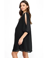Hello Miz Maternity Swiss Dot Split Sleeve V Neck Dress