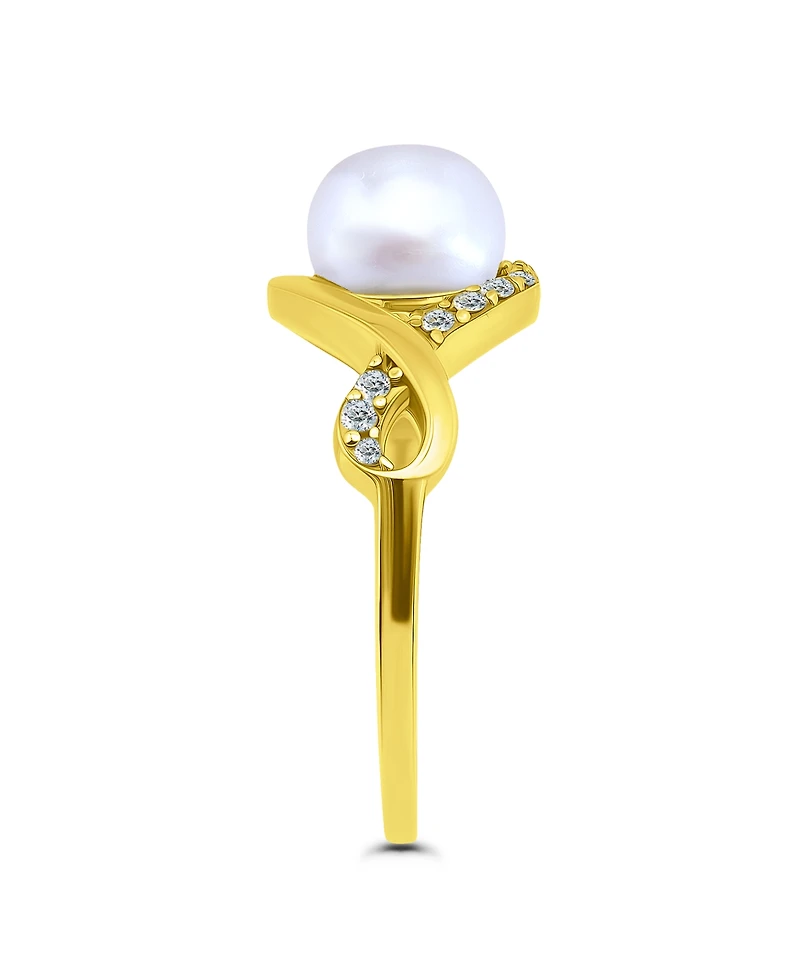 Macy's 1/4 cttw Cubic Zirconia 7mm Imitation Pearl Infinity Design Band