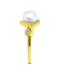 Macy's 1/4 cttw Cubic Zirconia 7mm Imitation Pearl Infinity Design Band