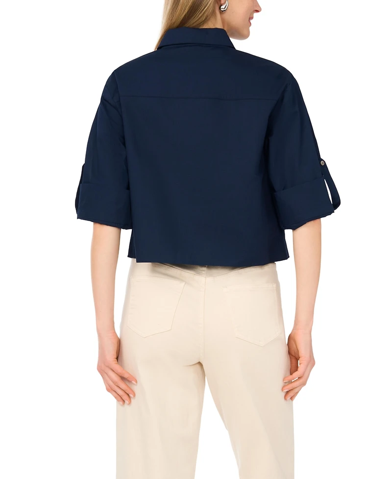 1.state Women's Cotton Boxy Button Down Shirt