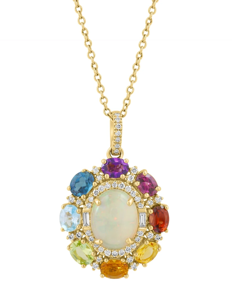 Effy Collection Multi-Gemstone (2-5/8 ct. t.w.) & Diamond (1/5 ct. t.w.) Pendant Necklace in 14k Yellow Gold
