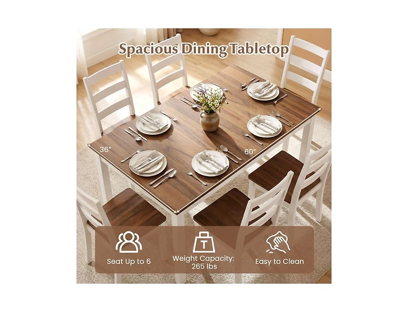 Slickblue Kitchen Dinner Table Rectangular with Rubber Wood Legs
