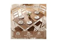 Slickblue Kitchen Dinner Table Rectangular with Rubber Wood Legs