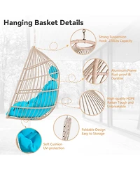 Boyel Living Pe Egg Swing Chair with Cushion and Pillow, Indoor Outdoor Hanging