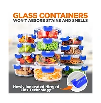 SereneLife 24-Piece Superior Glass Food Storage Containers with Bpa-Free Lids