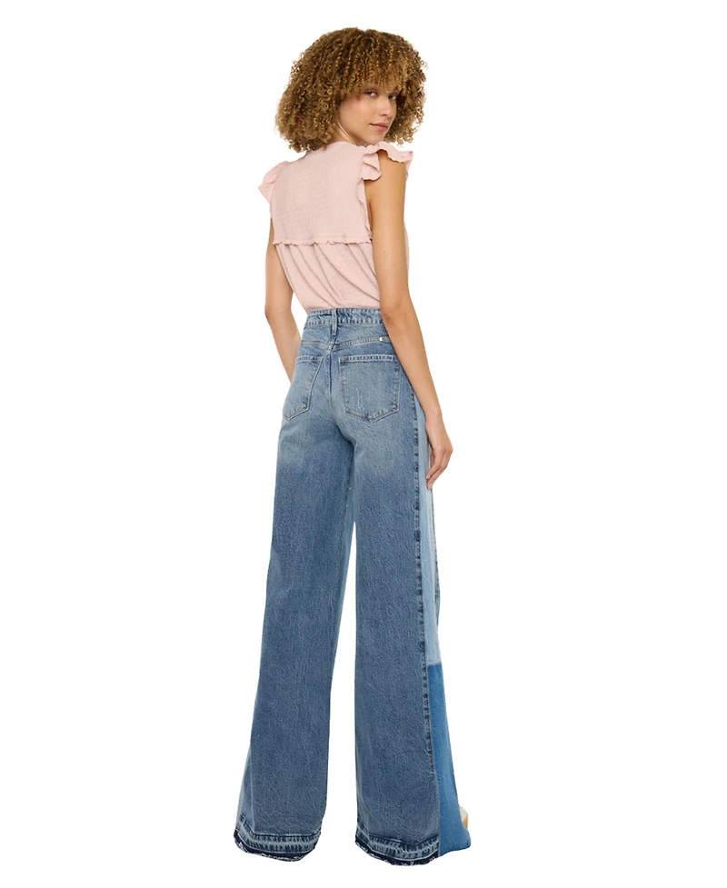 KanCan Women's Clover High Rise Wide Leg Jeans
