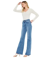 KanCan Essential Women's Onyx Ultra High Rise Wide Flare Jeans