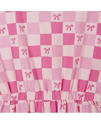 Andy & Evan Toddler Girls Printed Checker Jersey Dress With Ruffle Sleeve
