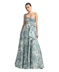 Mac Duggal Women's Floral Brocade Strapless Ballgown With Bow