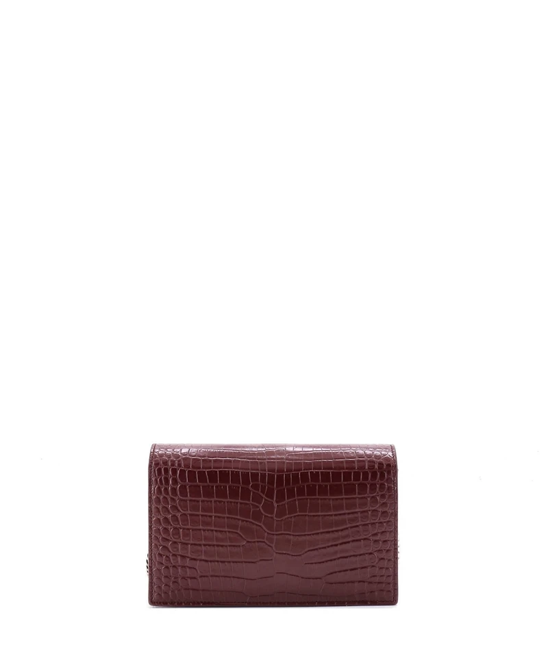 Pre-Owned Saint Laurent Classic Monogram Tassel Chain Wallet Embossed Leather