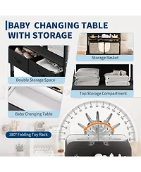 gaomon Baby Changing Table, Versatile Folding Changing Table with Wheels and 2 Drawers