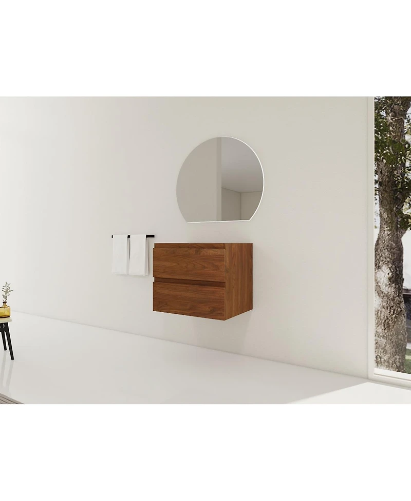 Sillysis 23 Inch Wall Mounted Bathroom Vanity Cabinet with Soft Close Drawers, Wood Grain Plywood for Modern