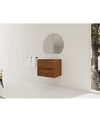 Sillysis 23 Inch Wall Mounted Bathroom Vanity Cabinet with Soft Close Drawers, Wood Grain Plywood for Modern