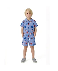 Andy & Evan Toddler Boys Short Sleeve Patriotic Smile Seersucker Set