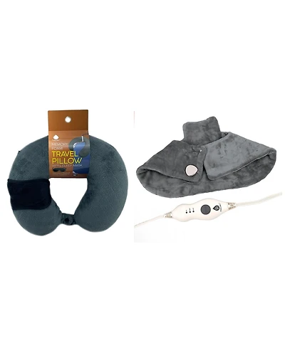 Pursonic Electric Neck & Shoulder Heating Pad and Memory Foam Travel Pillow