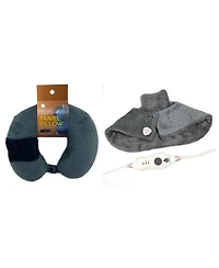 Pursonic Electric Neck & Shoulder Heating Pad and Memory Foam Travel Pillow
