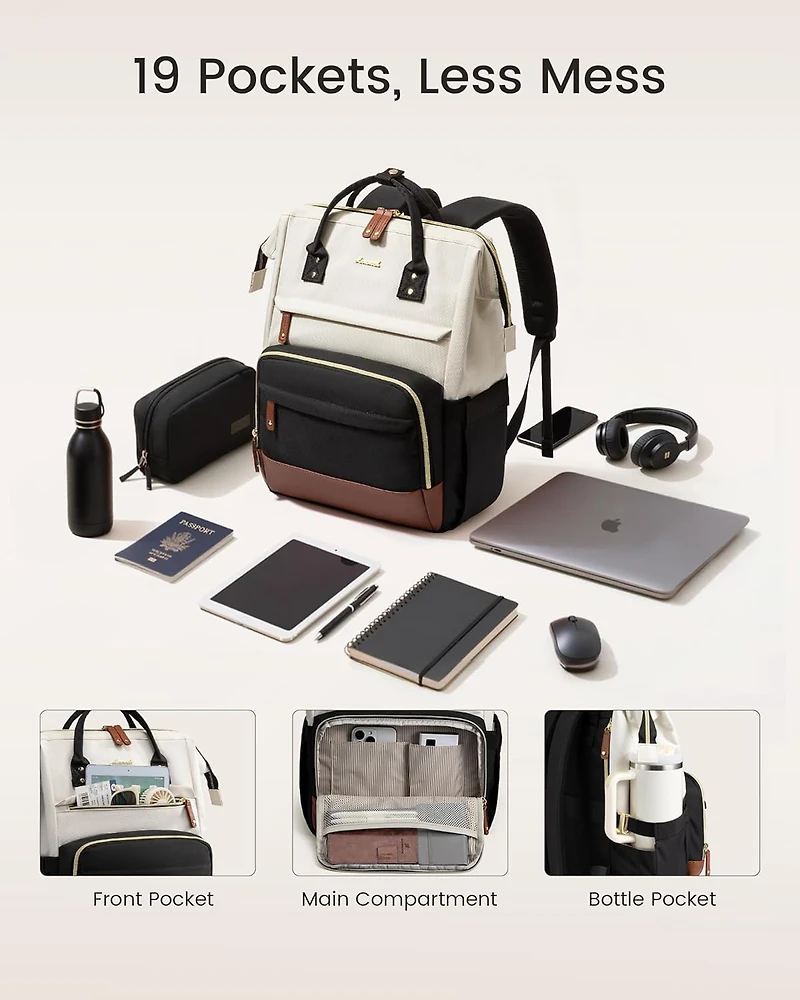 Lovevook Laptop Backpack for Women, 18 Inch Work Business Backpacks Purse With Large Capacity, Waterproof Nurse Bag College Bookbag
