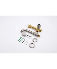 Phying Wall Mount Faucet for Bathroom Sink or Bathtub, Single Handle 2 Holes Brass Rough-in Valve Included, Brushed Nickel