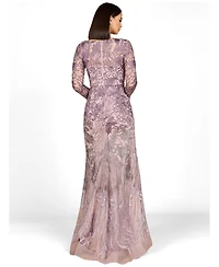 Lara Women's Long Sleeve V-Neck Mermaid Gown