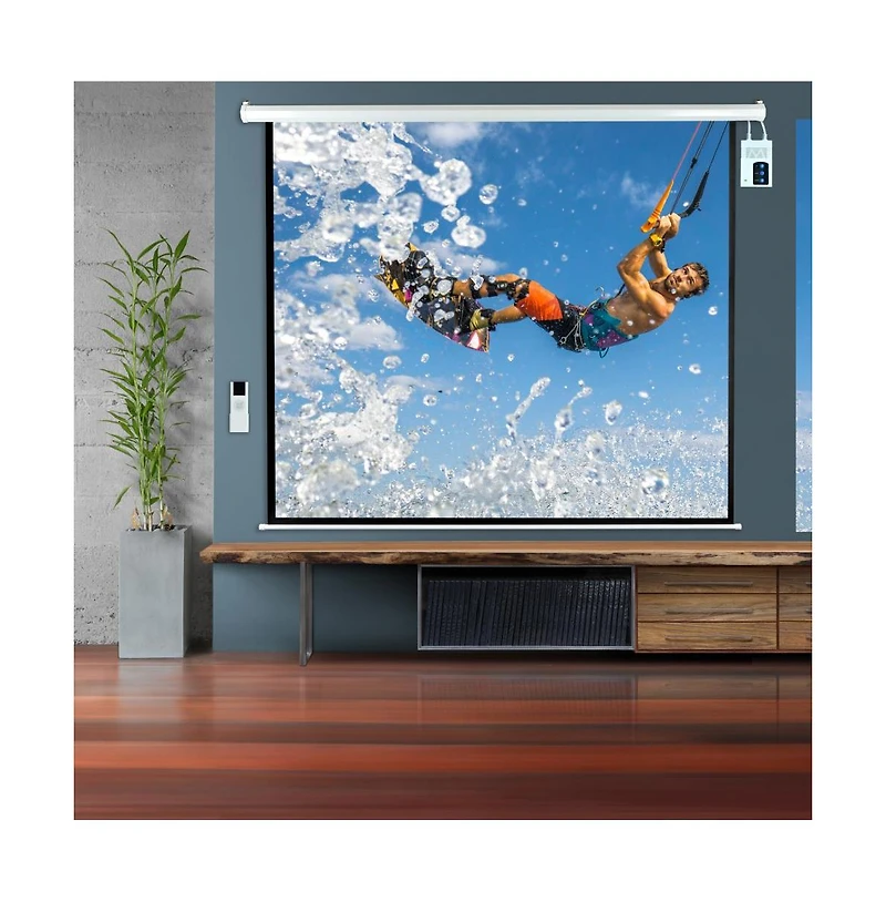 Pyle 84 inch Motorized Projector Screen, Electronic Automatic Projection Display, Includes Remote Control