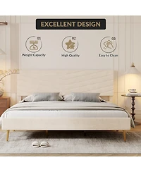 homfan Adjustable Soft Headboard Upholstered Bed Frame