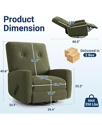 homfan Recliner Chairs, Swivel Rocker Recline, Glider Recliner Nursery Chair, Recliner Chair for Adults, 360degree(s)Swivel Glider Rocking Chair