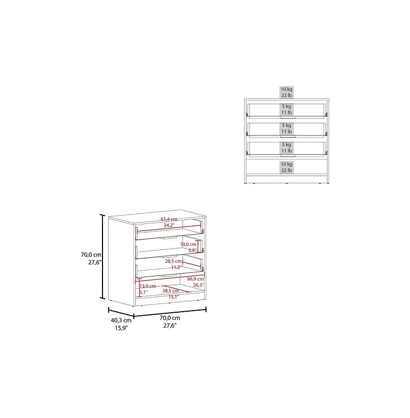 Fm Furniture Boras Set of 2 Small Dressers, Minimalist Modern Style, High-Capacity Bedroom Storage Furniture