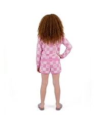 Andy & Evan Big Girls Checkered Bow Terry Pull-Over and Short Set