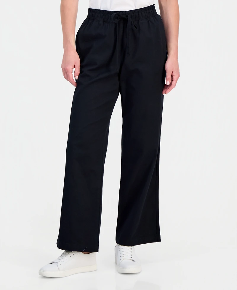 Style & Co Petite Twill-Tape Wide-Leg Pull-On Pants, Macy's Exclusive