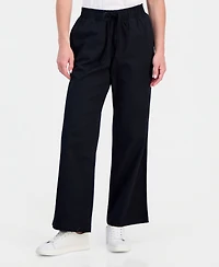 Style & Co Petite Twill-Tape Wide-Leg Pull-On Pants, Macy's Exclusive