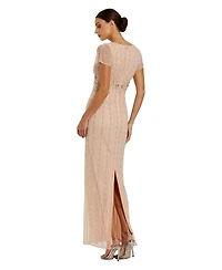 Mac Duggal Women's Sleeveless Beaded Blouson Column Gown