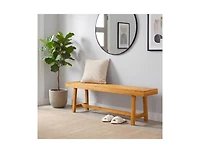 Slickblue Wooden Bench Seat for 3 People Sturdy Solid Wood Design