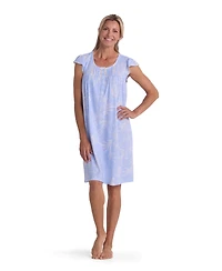 Miss Elaine Women's Short-Sleeve Printed Short Nightgown