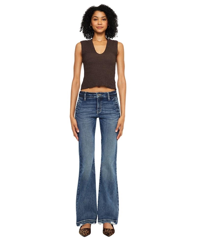 KanCan Women's Usa Juniors' Delcie Mid-Rise Bootcut Jeans