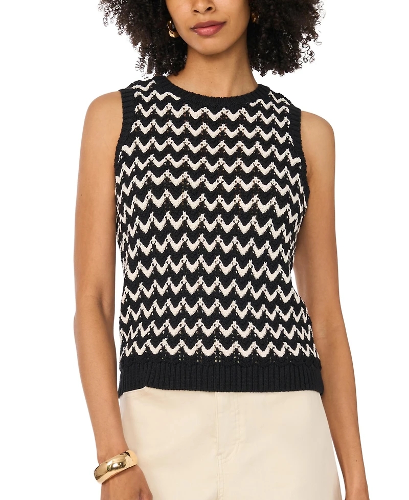 1.state Women's Chevron Crewneck Sweater Tank Top